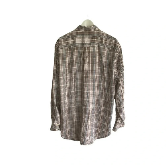 Peter Millar 100% Cotton Button Up Long Sleeve Shirt Brown Stripes Size Large - Picture 3 of 7